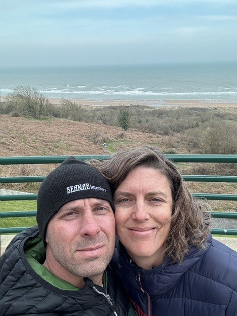 Scott and Erin Long on the overlook above Omaha Beach